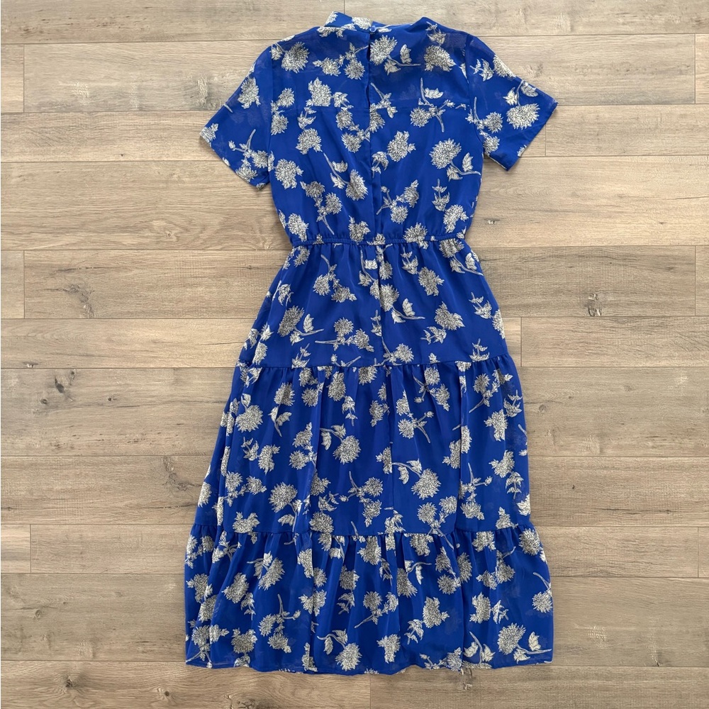 Lulus Floral Print Royal Blue Midi Dress XS/S - Picture 9 of 12